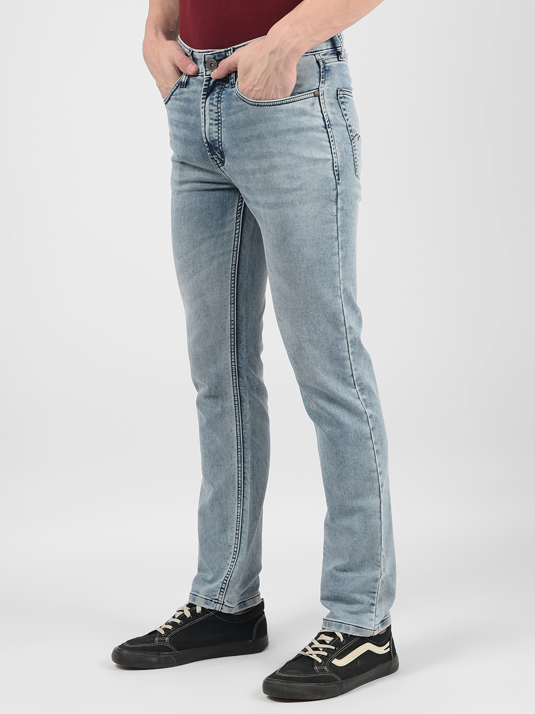 Numero Uno Men Solid Light Blue Jeans